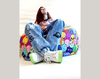 Bean bag colourful smile emoticns cover