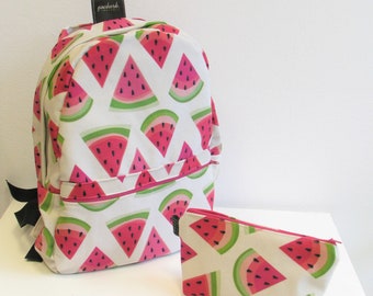 Fresh, fun, comfortable, urban women's backpack with fruit print