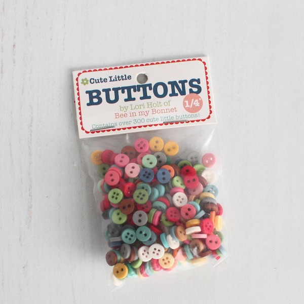 Cute Little Buttons 1/4" by Lori Holt, 300 pieces, Vintage Housewife Quilt Buttons, Riley Blake Designs, STB-6023