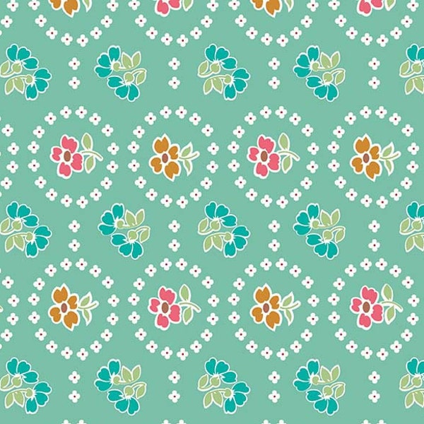 Granny Chic Curtains Teal by Lori Holt Bee in my Bonnet for Riley Blake Designs, 1/2 Yard - Cut Continuously, C8518-TEAL