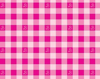 Barbie™ World Barbie Gingham Hot Pink for Riley Blake Designs, 1/2 Yard - Cut Continuously, C15024-HOTPINK