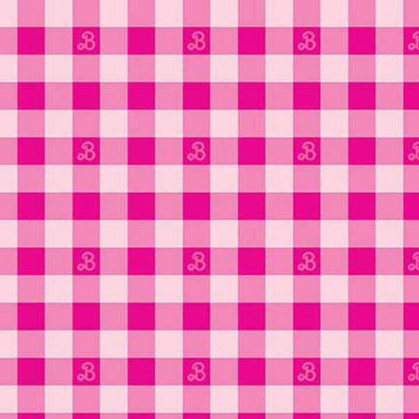 Barbie™ World Barbie Gingham Hot Pink for Riley Blake Designs, 1/2 Yard - Cut Continuously, C15024-HOTPINK
