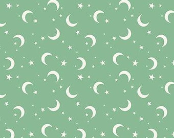 Frank and Friends Moon & Stars Green by My Mind's Eye for Riley Blake, 1/2 Yard - Cut Continuously, C17477-GREEN