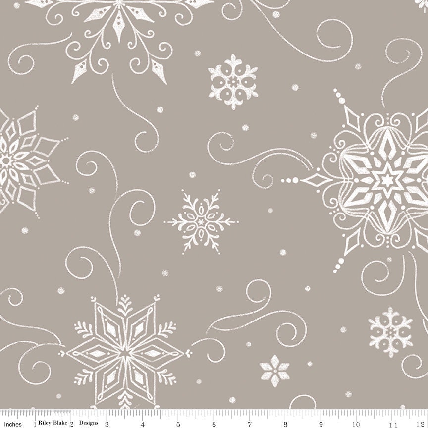 Wide Back Snowed in Gray by Heather Peterson for Riley Blake Designs ...