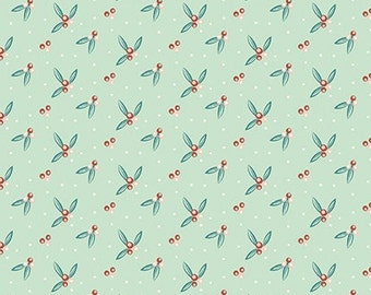 Arrival of Winter Berries Mint by Sandy Gervais for Riley Blake Designs, 1/2 Yard - Cut Continuously, C13527-MINT