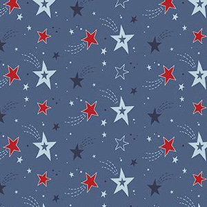 Stars and Stripes Forever Shooting Stars Blue by Lori Whitlock for Riley Blake, 1/2 Yard - Cut Continuously, C15712-BLUE