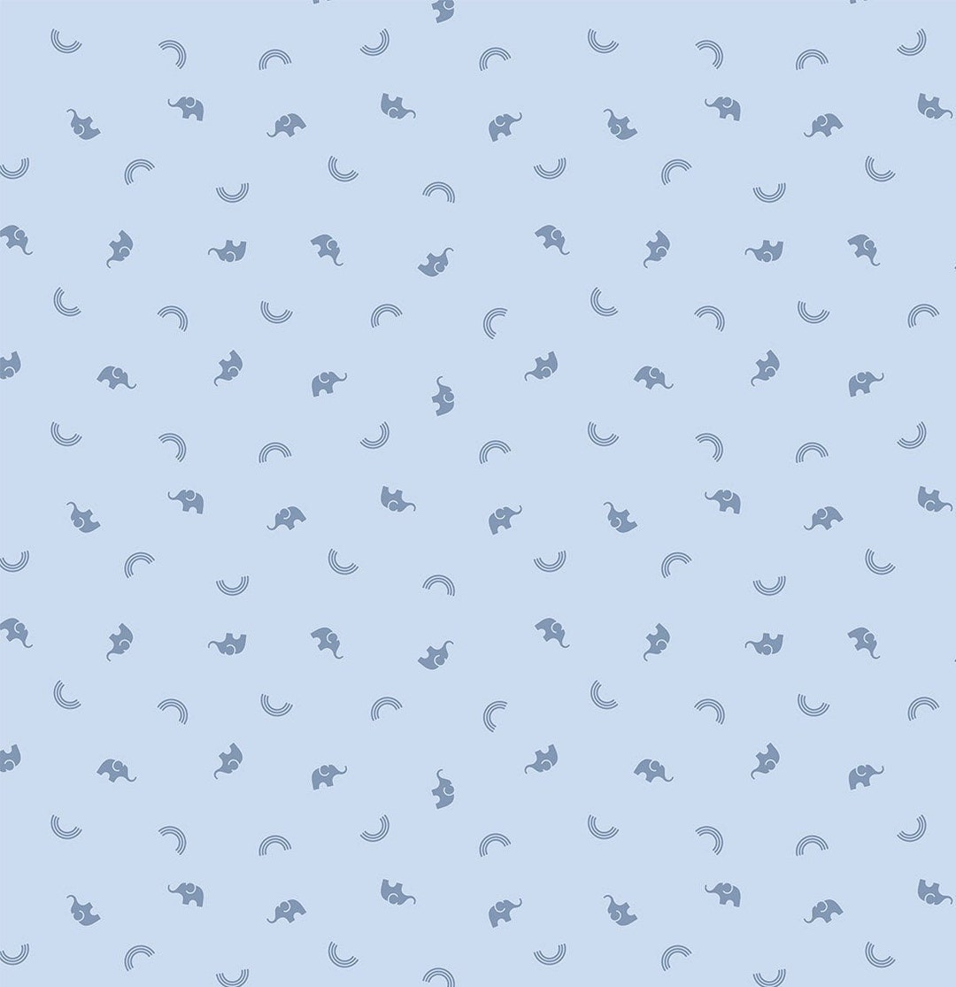 Lucky Charms Elephant Light Blue Fabric by Ghazal Razavi for Etsy