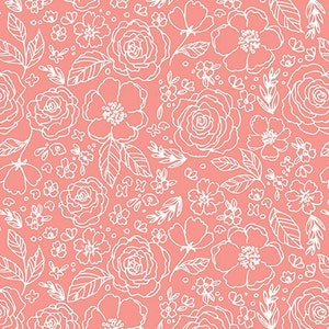 My Valentine Lined Roses Coral by Echo Park Paper Co for Riley Blake, 1/2 Yard - Cut Continuously, C14153-CORAL