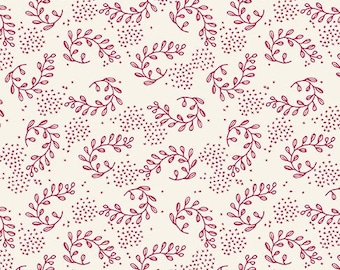 Heirloom Red Sprigs Cream by My Mind's Eye for Riley Blake Designs, 1/2 Yard - Cut Continuously, C14342-CREAM