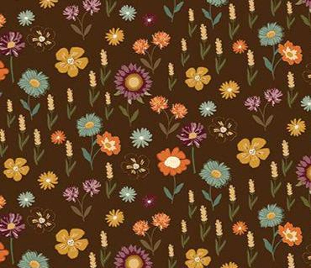 The Awe of Autumn Floral Brown by Sandy Gervais for Riley Blake Designs ...