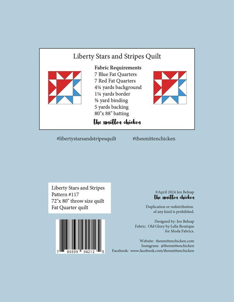 Liberty Stars and Stripes Quilt Kit With Pattern Featuring Independence ...