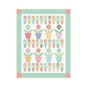 Gingham Gardens Quilt Kit featuring Bee Ginghams by Lori Holt for Riley Blake Designs, Finished Size 70" x 89.5"