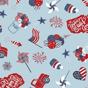 Stars and Stripes Forever Main Sky by Lori Whitlock for Riley Blake, 1/2 Yard - Cut Continuously, C15710-SKY