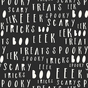 Bad to the Bone Words Black (Glow in the Dark) by My Mind&#39;s Eye for Riley Blake Designs, 1/2 Yard - Cut Continuously, GC11924-BLACK