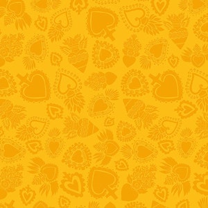 Amor Eterno Hearts Yellow by Kathy Cano-Murillo for Riley Blake, 1/2 Yard - Cut Continuously, C11813-YELLOW