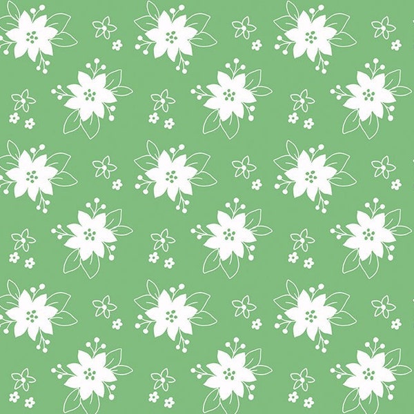 Pixie Noel 2 Floral Green by Tasha Noel for Riley Blake, 1/2 Yard - Cut Continuously, C12116-GREEN
