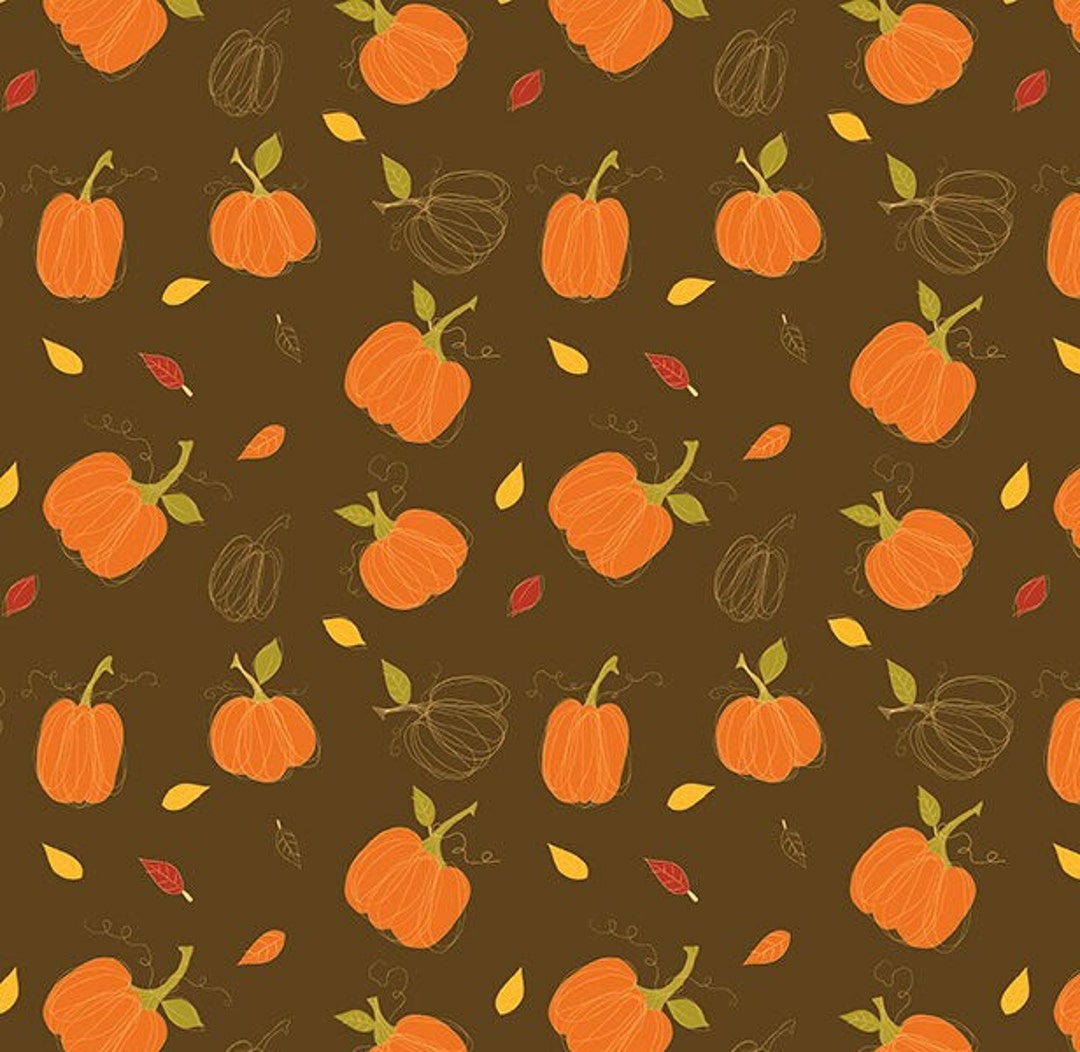 Adel in Autumn Pumpkins Chocolate by Sandy Gervais for Riley Blake ...