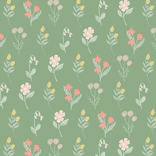It's a Girl Floral Sage by Echo Park Paper Co for Riley Blake, 1/2 Yard - Cut Continuously, C13324-SAGE