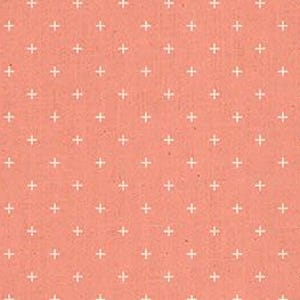 May include: A seamless pattern with a repeating white plus sign on a coral background.