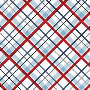 Stars and Stripes Forever Plaid White by Lori Whitlock for Riley Blake, 1/2 Yard - Cut Continuously, C15716-WHITE