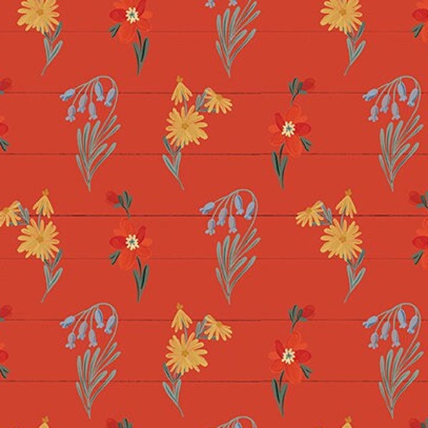 Farmhouse Summer Summer Wildflowers Red by Echo Park Paper Co for Riley Blake, 1/2 Yard - Cut Continuously, C13631-RED