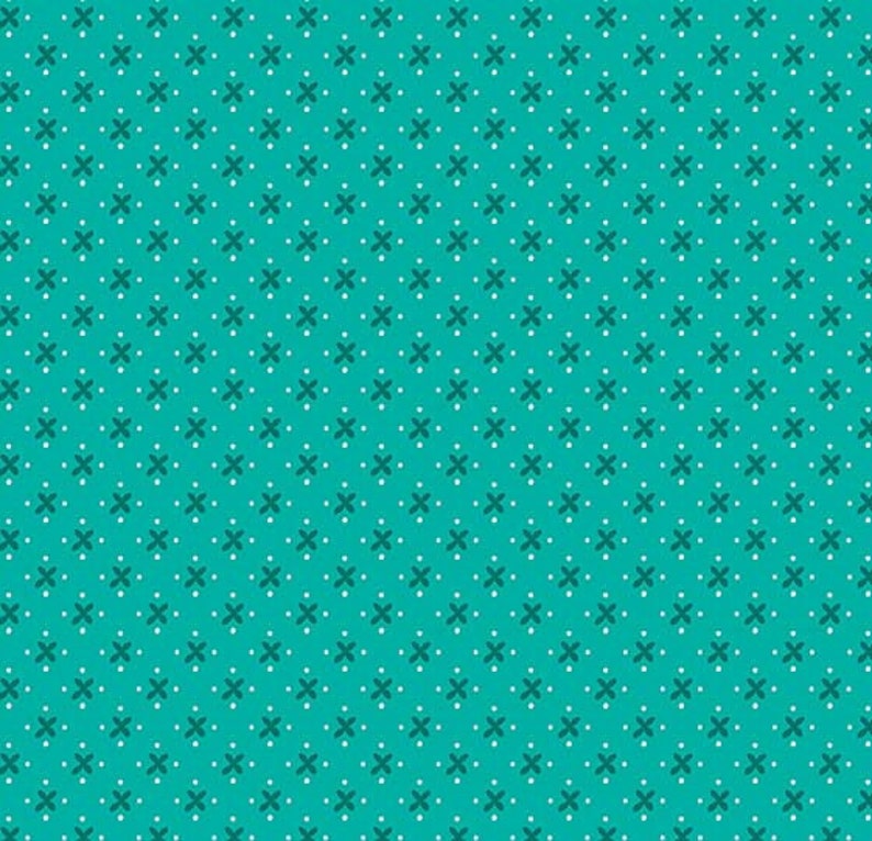 C8512-TEAL 12 Yard Granny Chic Kisses Teal by Lori Holt Bee in my Bonnet for Riley Blake Designs Cut Continuously
