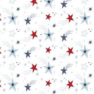 Stars and Stripes Forever Shooting Stars White by Lori Whitlock for Riley Blake, 1/2 Yard - Cut Continuously, C15712-WHITE