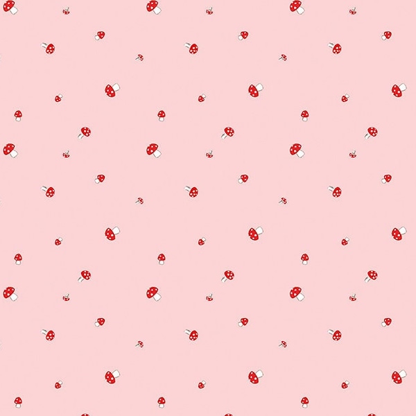 Pixie Noel 2 Mushrooms Pink by Tasha Noel for Riley Blake, 1/2 Yard - Cut Continuously, C12117-PINK
