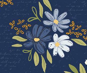 Between the Pages Main Navy by Fran Gulick for Riley Blake Designs, 1/2 ...