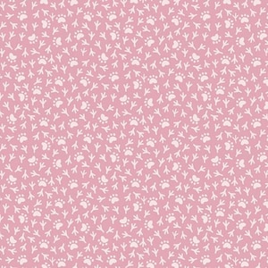 Cat's Meow Paws and Tracks Rose by Shawn Wallace for Riley Blake Designs, 1/2 Yard - Cut Continuously, C11635-ROSE