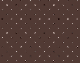 Bee Cross Stitch Raisin by Lori Holt For Riley Blake, Basic Fabric, 1/2 Yard - Cut Continuously, C745-RAISIN