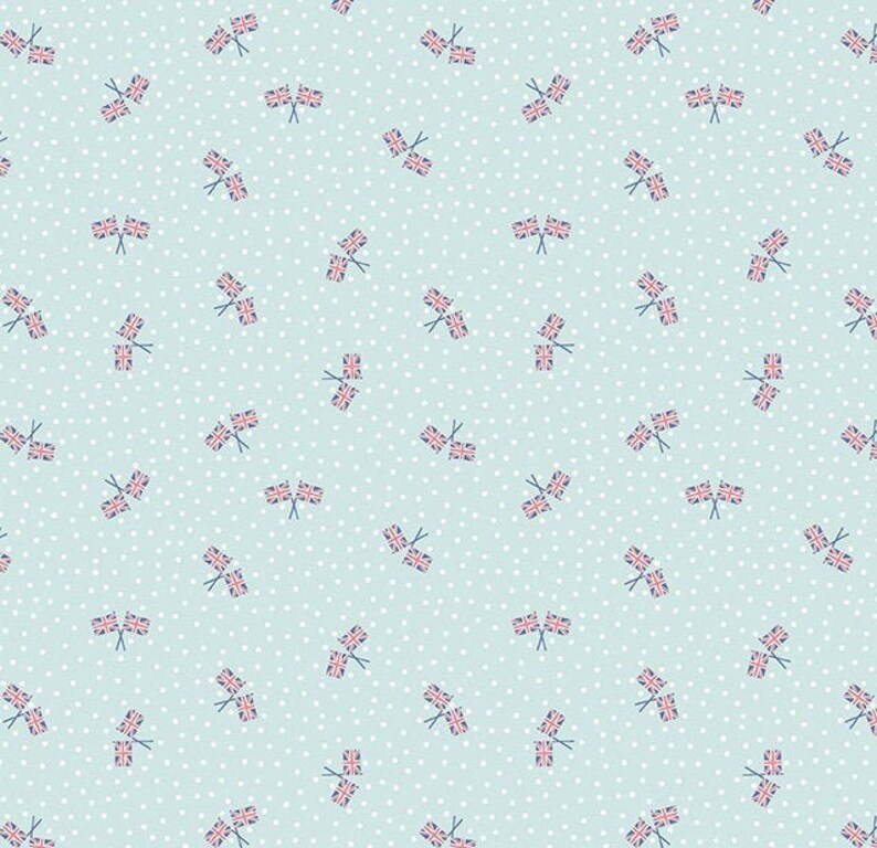 12 Yard Union Jack Aqua Notting Hill by Amy Smart for Riley Blake Designs C10206-AQUA Floral Fabric Cut Continuously