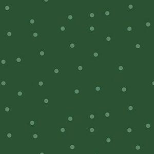 May include: A dark forest green fabric featuring a repeating pattern of small, light sage green polka dots scattered across the surface in an irregular, non-uniform arrangement. The dots are circular and vary slightly in their placement.