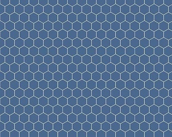 Farm Girl Vintage Companion Prints Honeycomb Denim by Lori Holt for Riley Blake, 1/2 Yard - Cut Continuously, C8742-DENIM