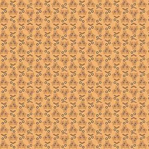 May include: A repeating pattern of small, stylized floral and geometric shapes in shades of brown and tan. The design is symmetrical, with each element arranged in a grid-like fashion, creating a textured appearance. The overall effect is a warm, earthy aesthetic.