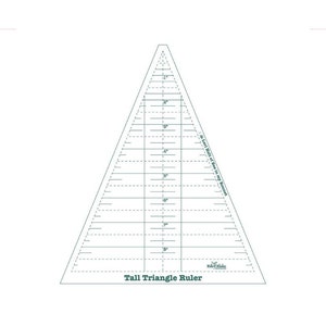 May include: A clear plastic triangle ruler with markings in inches. The ruler is labeled "Tall Triangle Ruler" and has the text "60-inch scale on the long measurement" printed on the side.