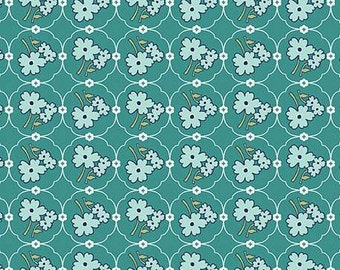Bee Vintage Cornelia Teal by Lori Holt for Riley Blake, 1/2 Yard - Cut Continuously, C13079-TEAL