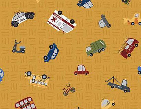 It Takes a Village Traffic Jam Honey by Jennifer Long for Riley Blake Designs, 1/2 Yard - Cut Continuously, C15464-HONEY