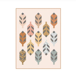 Feather Fly Quilt Kit and Pattern featuring Little Swan fabric collection by Sandra Nygård-Parthoens, with LATTE (Tan/Beige) Background