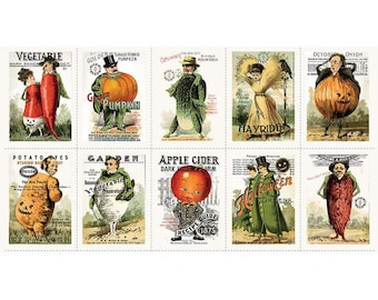 Pumpkin Patch Seedy Characters Patch Panel by J. Wecker Frisch for Riley Blake, PD14572-PANEL