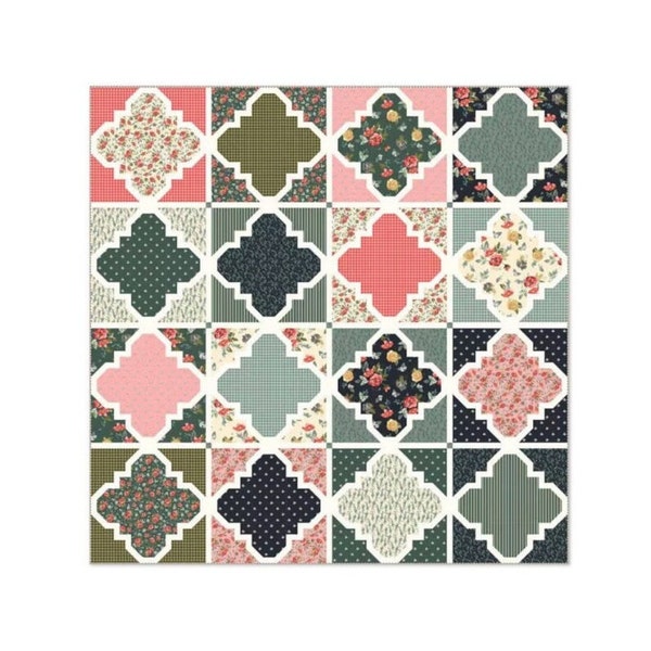 Quatrefoil Quilt Kit featuring Bellissimo Gardens fabrics by My Mind's Eye for Riley Blake Designs