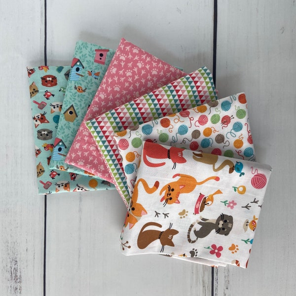 Cat's Meow Fat Quarter Bundle (6 pieces) by Sue Daley for Riley Blake Designs