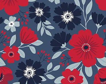 American Beauty Main Navy by Dani Mogstad for Riley Blake, 1/2 Yard - Cut Continuously, C14440-NAVY