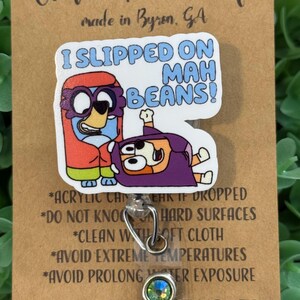 I slipped on my beans cartoon nurse badge reel, gift idea nurse, teacher, healthcare worker