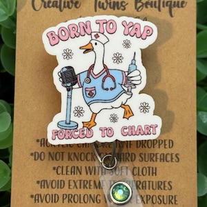 Born to yap forced to chart badge reel, gift idea nurse healthcare worker