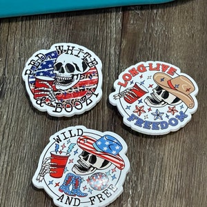 Independence day Bogg bag charms, patriotic, 4th of july, skeleton, accessories for bogg bag