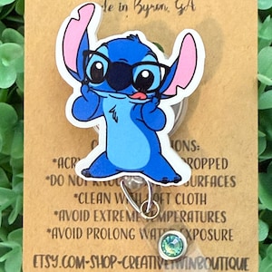 Cartoon character badge reel, Stitch ID badge holder, gift idea