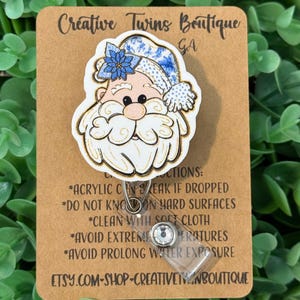 Christmas santa badge reel, badge ID holder, gift for nurse