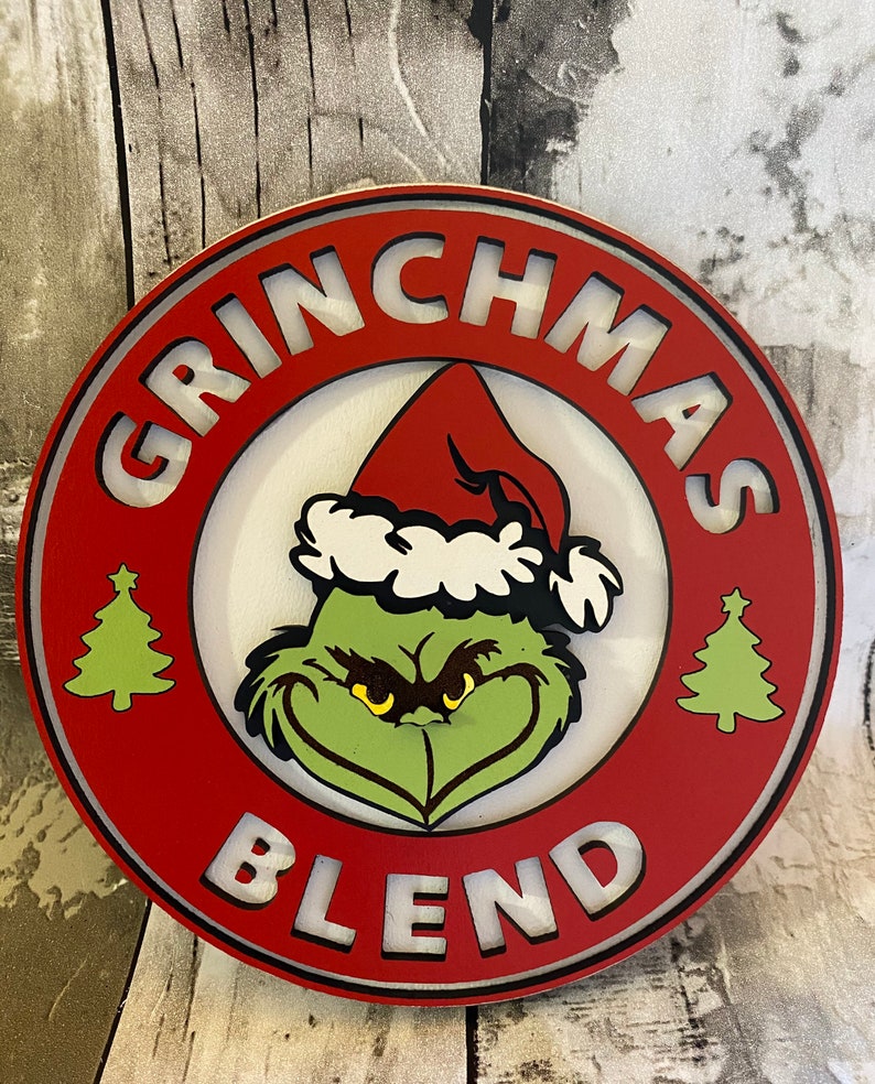 Grinchmas blend wood 3D coffee bar sign The Grinch decor Etsy