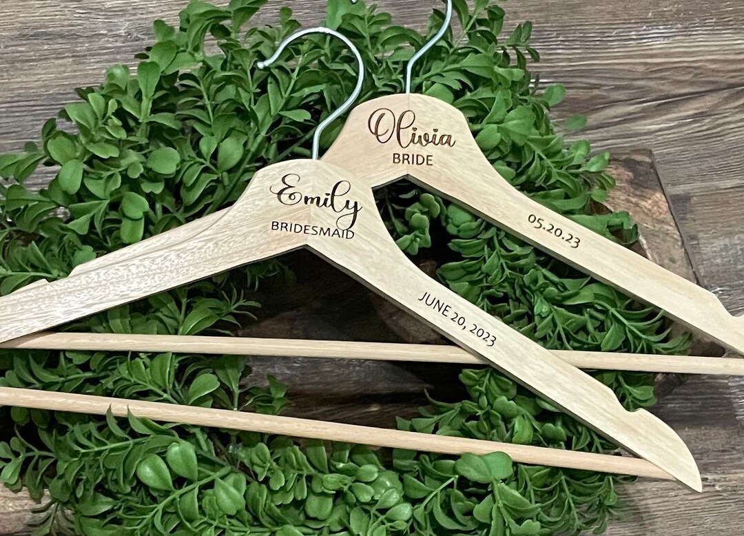 Personalized Bride Hanger, Wedding Hanger, Engraved Wooden Hanger, Bridesmaid Dress Hanger